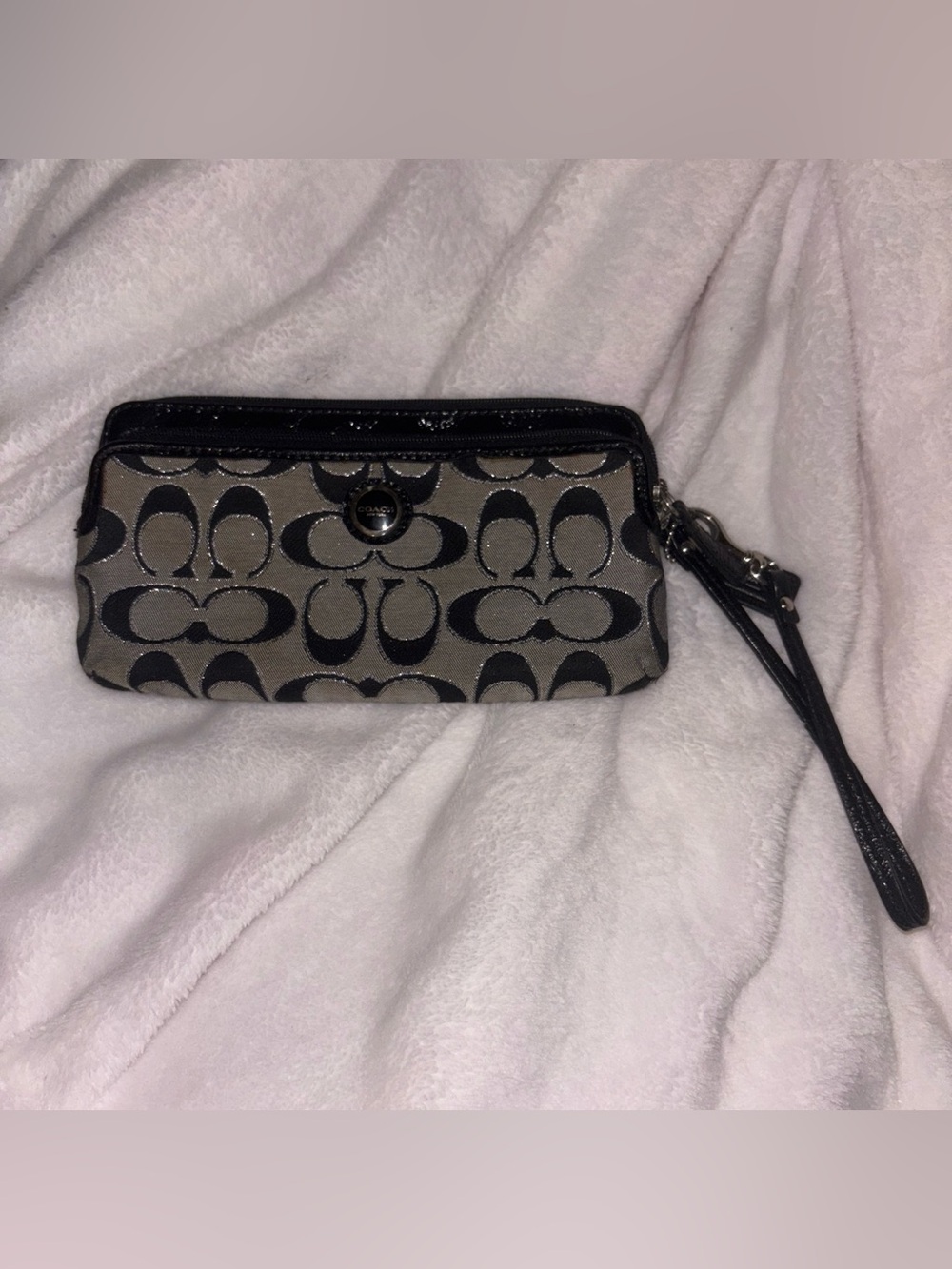 Coach Black and Gray Signature Wristlet